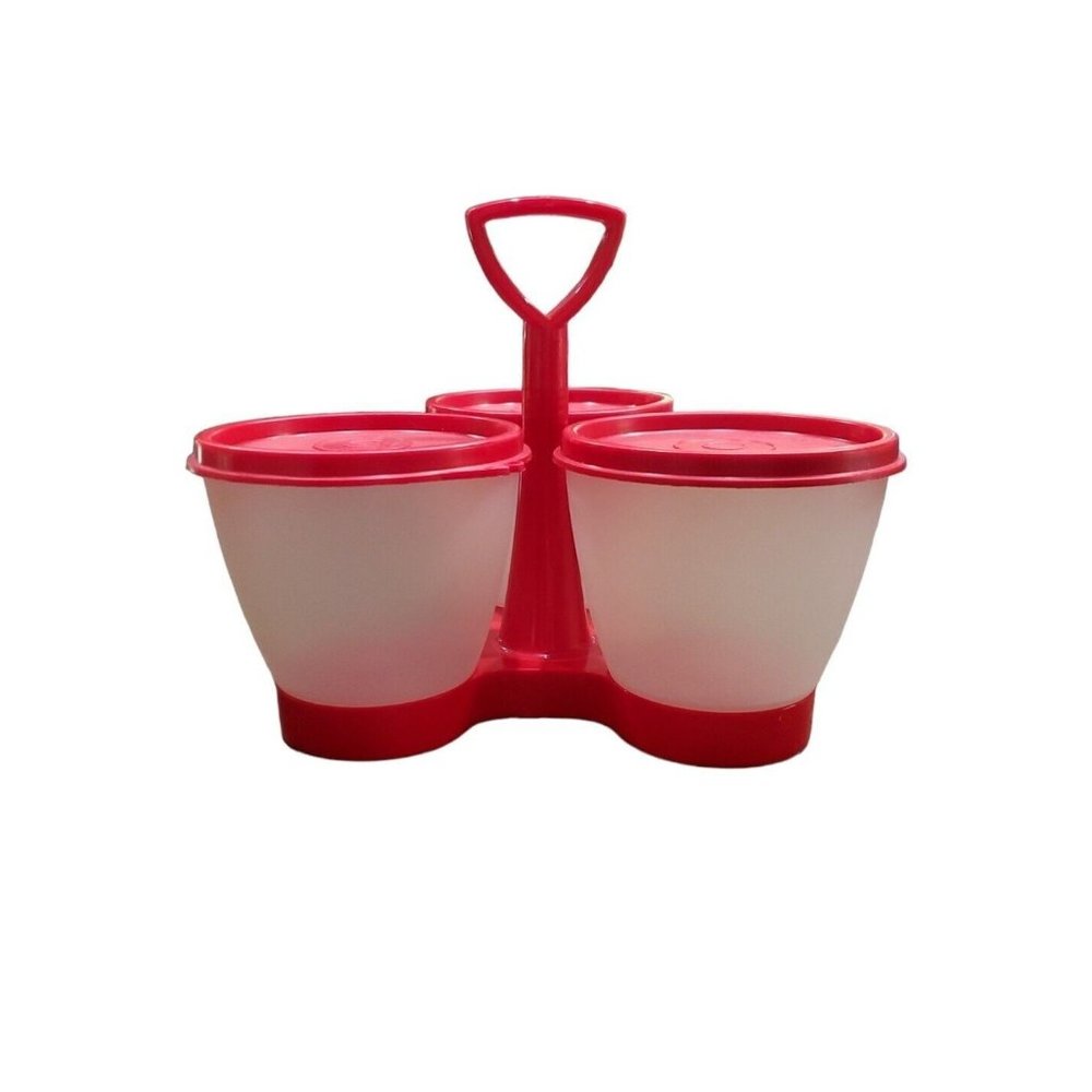 Tupperware Red and White Food Storage Set